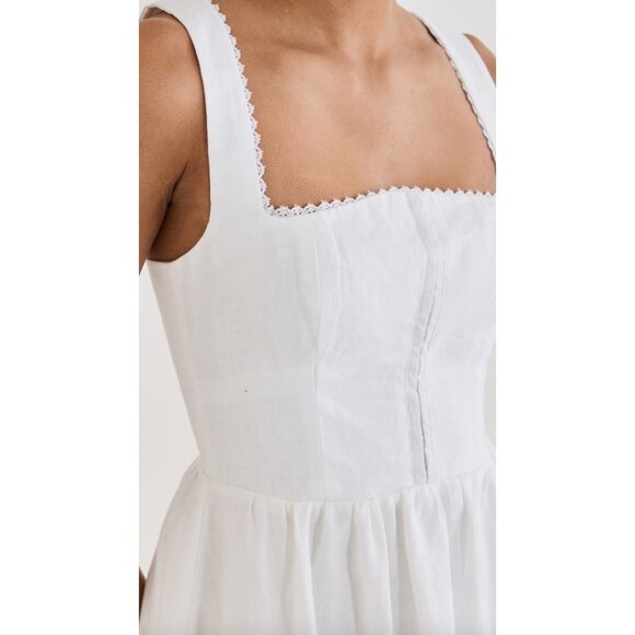 Reformation Tagliatelle Linen Dress In White Size 8 - Picture 7 of 10